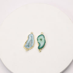 Drilled geode connector for beaded bracelets