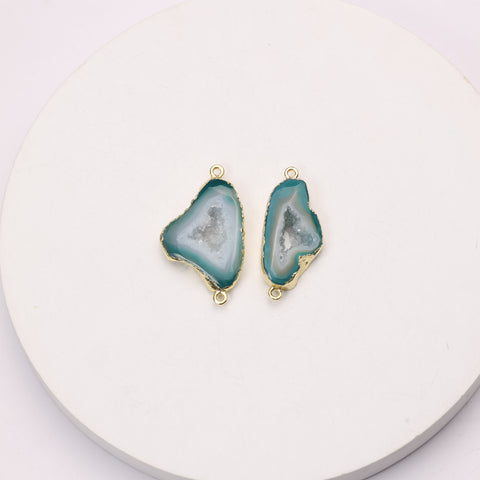 Purple geode connector for gemstone accessories
