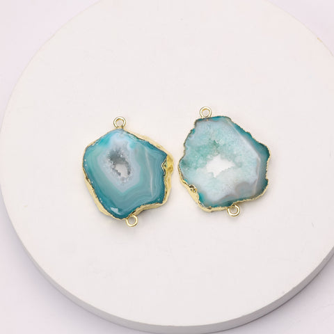 Crystal geode connector for Reiki-inspired jewelry