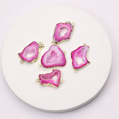 Pink geode connector for trendy jewelry designs