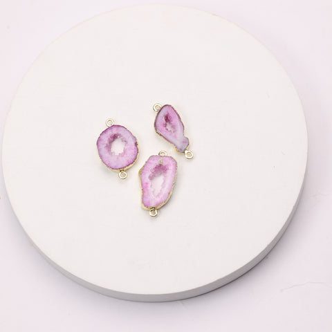 Polished geode connector for handmade jewelry