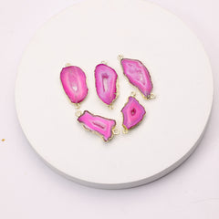 Pink color geode connector for custom bracelets