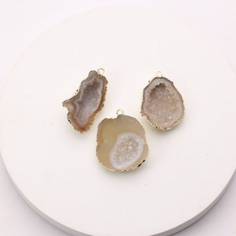 Natural beige agate connector for handmade ornaments