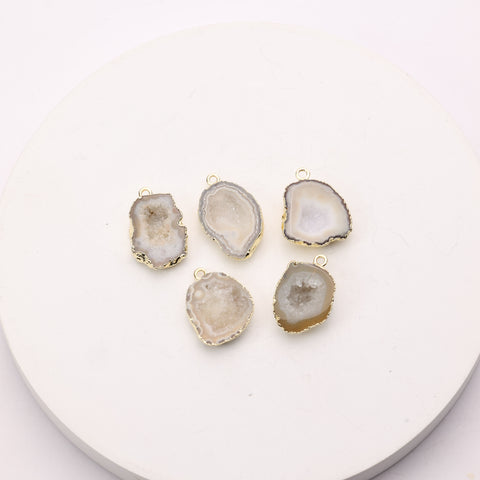 Beige agate geode jewelry link for DIY designs