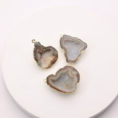 Beige agate jewelry connector for artisans