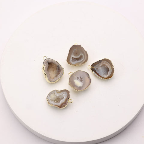 Natural beige crystal connector for jewelry makers
