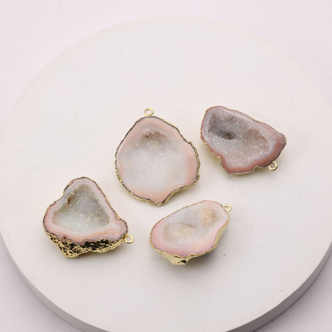 Beige agate gemstone link for necklaces and bracelets