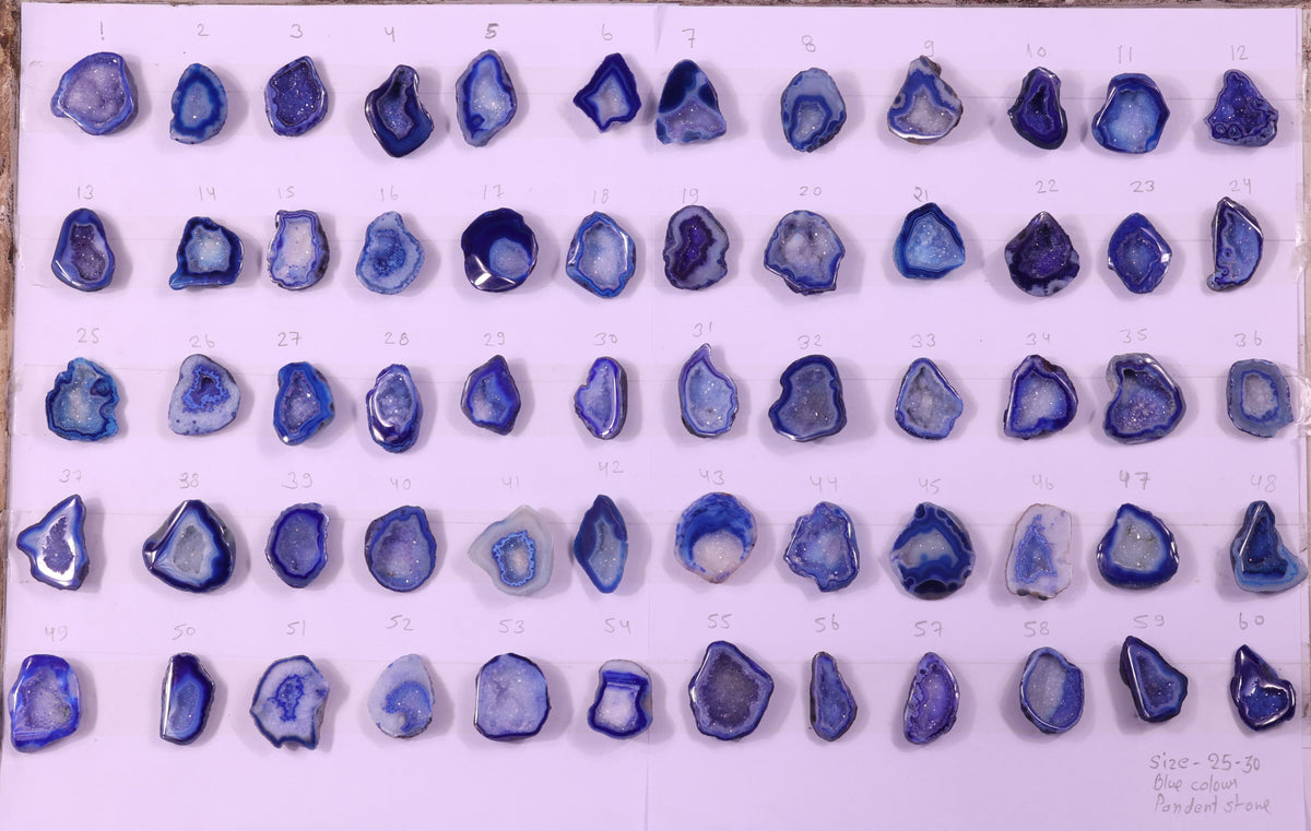 Geode Stones ( Pendant ) by Selection 25-30 mm Blue For Making Pendant Jewelry My Store