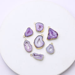 Gemstone geode slice charm bordered in gold for DIY bracelets and necklaces