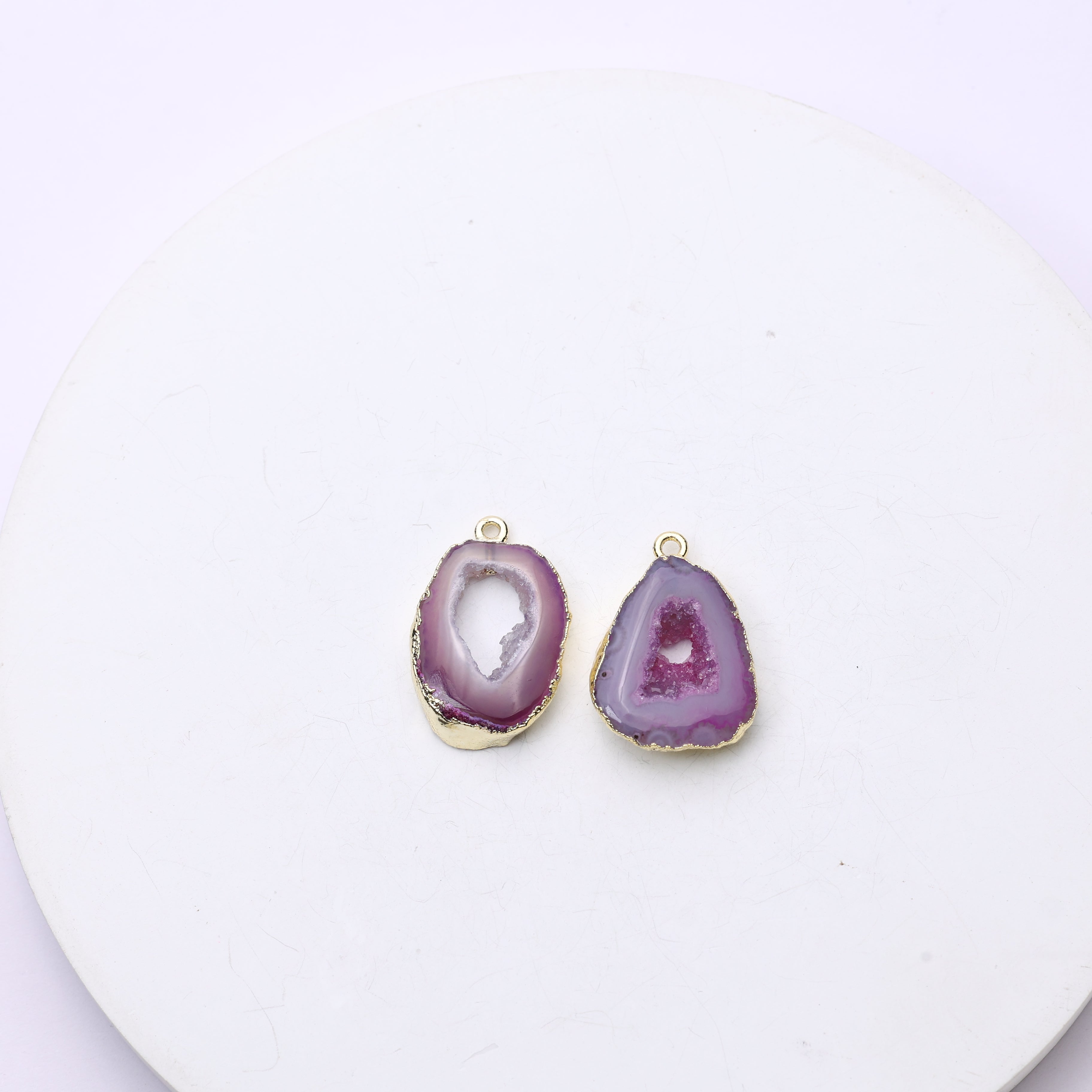 Geode slice druzy connector for DIY jewelry making and wire-wrapping