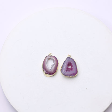 Geode slice druzy connector for DIY jewelry making and wire-wrapping