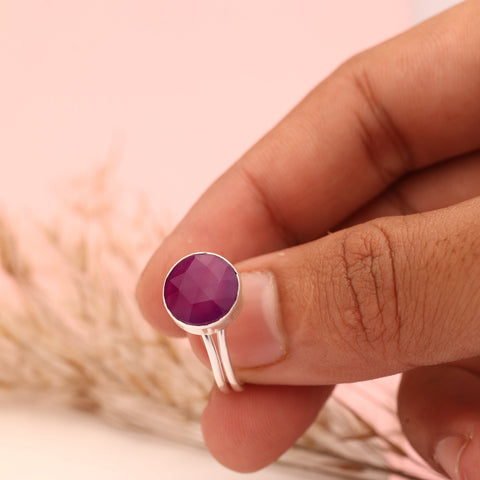 Multi Chalcedony Ring – Adjustable 925 Sterling Silver Gemstone Ring Meena Design