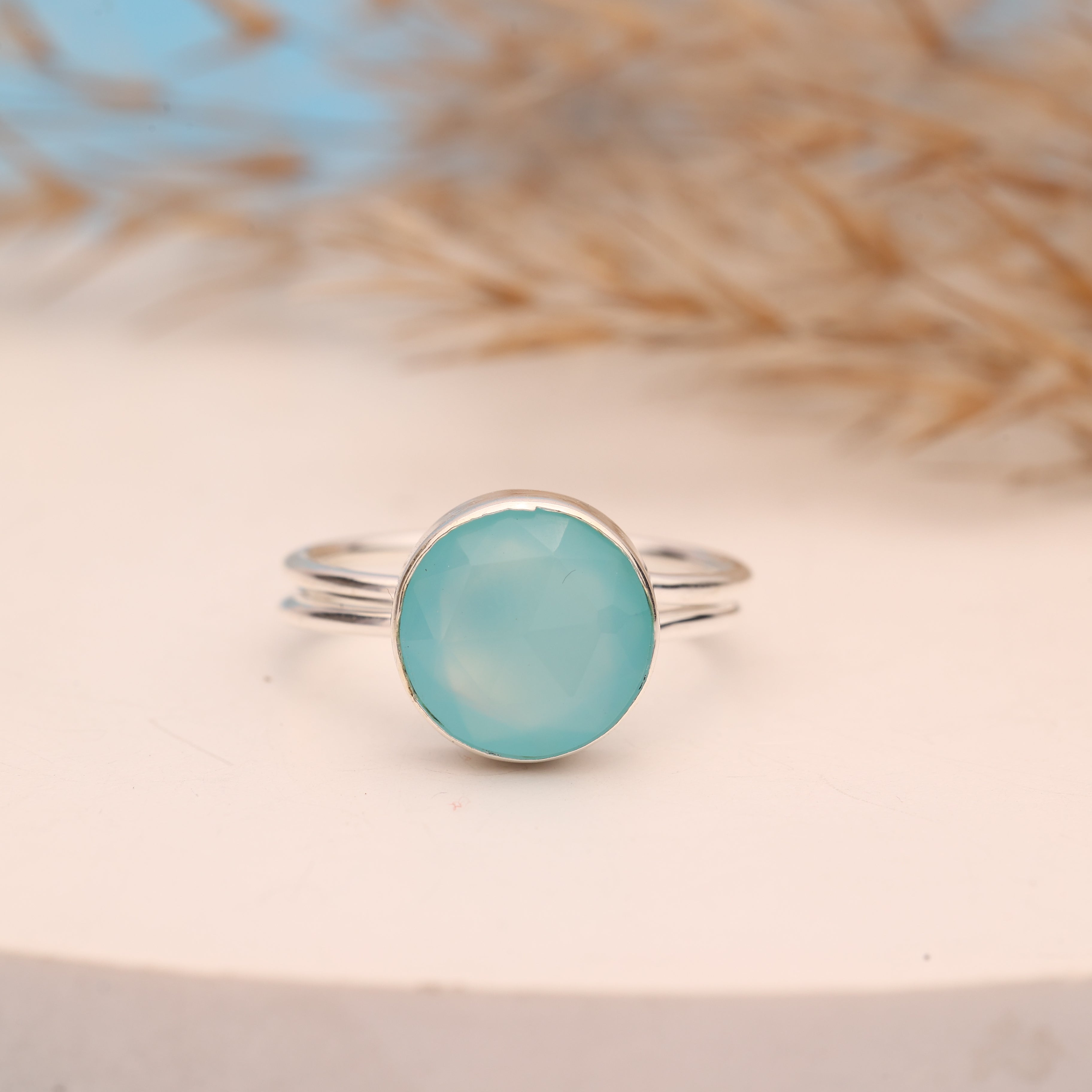 Multi Chalcedony Ring – Adjustable 925 Sterling Silver Gemstone Ring Meena Design