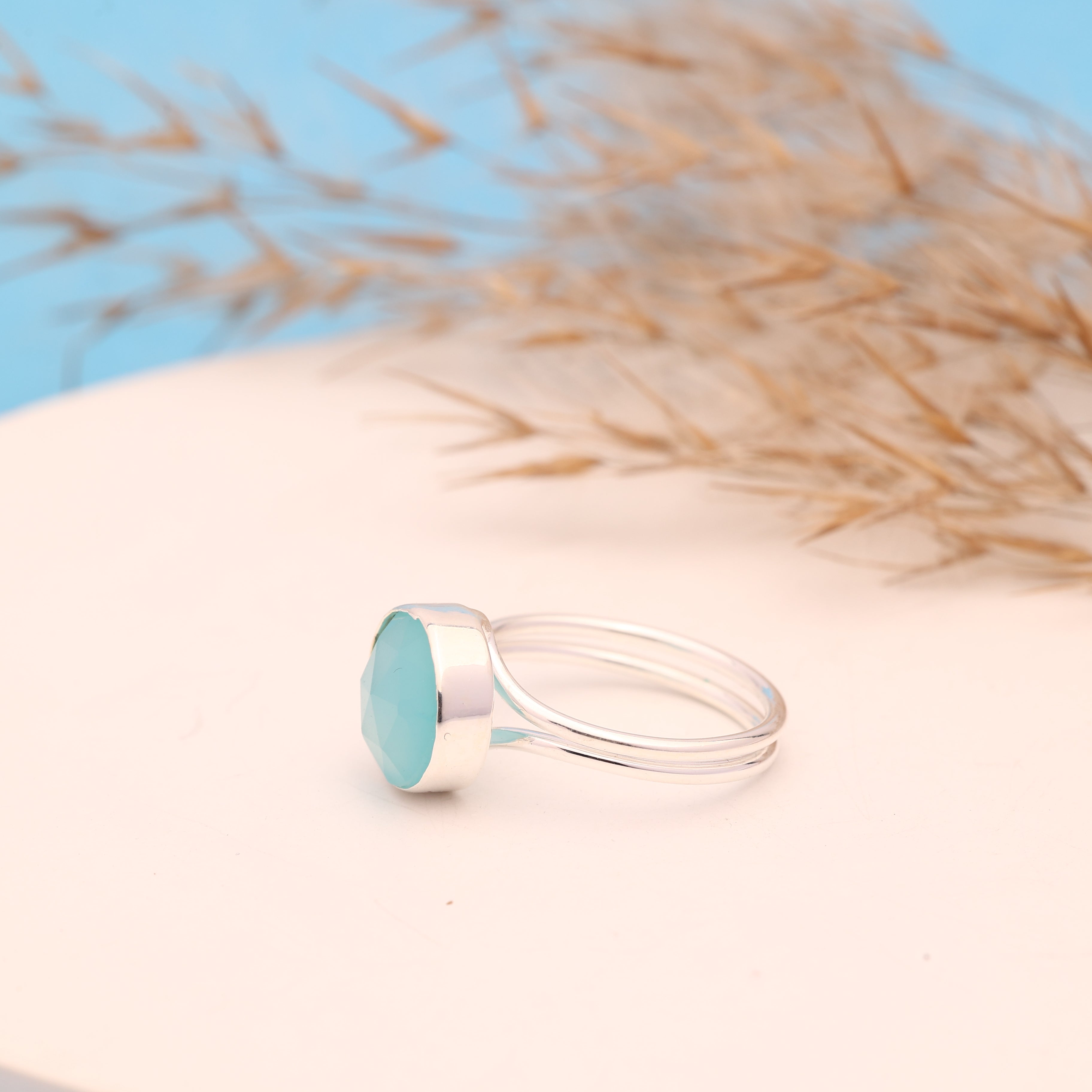 Multi Chalcedony Ring – Adjustable 925 Sterling Silver Gemstone Ring Meena Design
