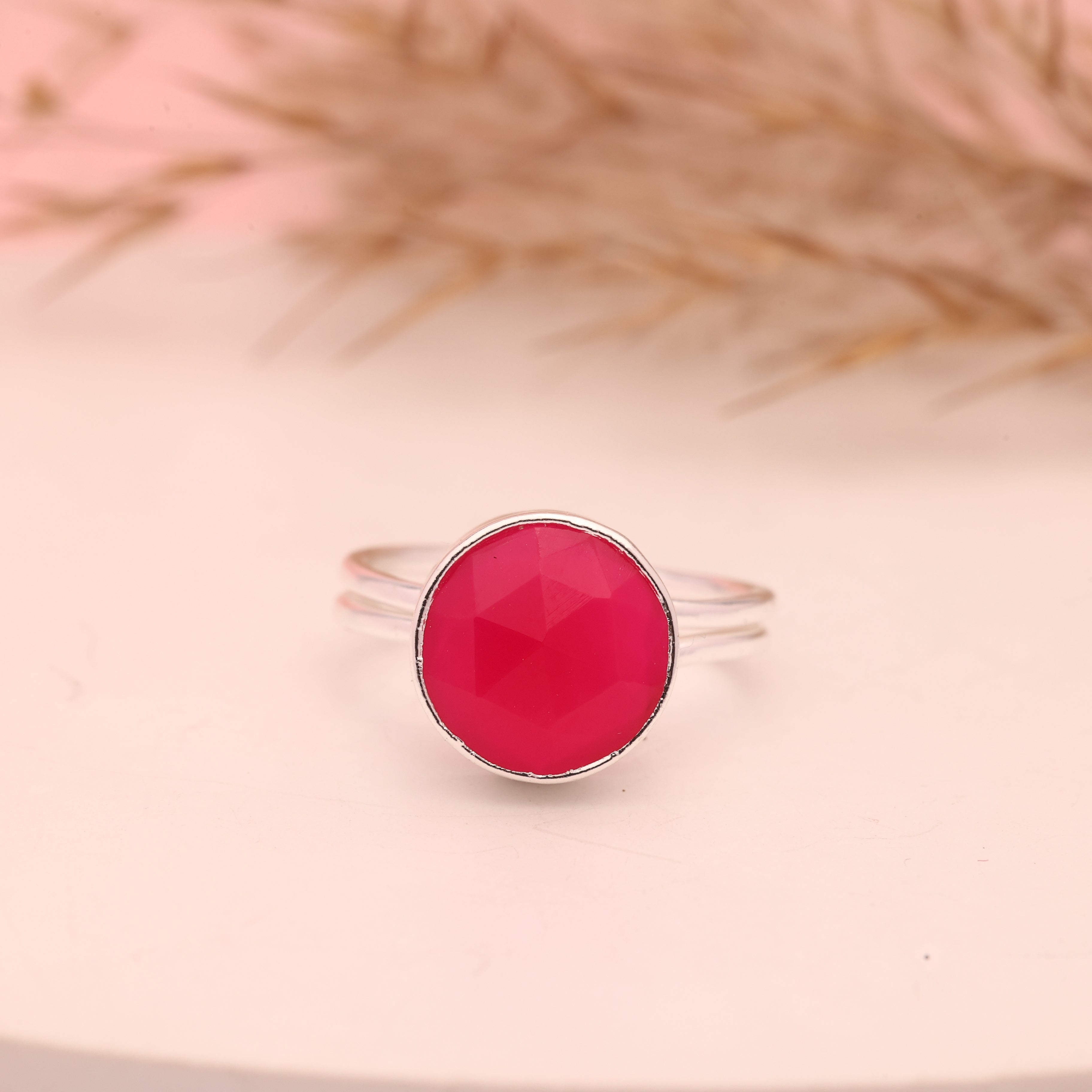 Multi Chalcedony Ring – Adjustable 925 Sterling Silver Gemstone Ring Meena Design