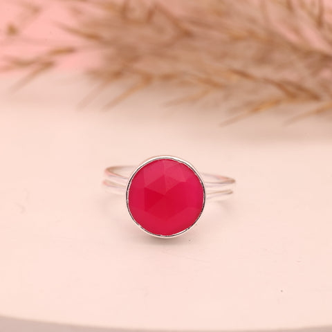 Multi Chalcedony Ring – Adjustable 925 Sterling Silver Gemstone Ring Meena Design