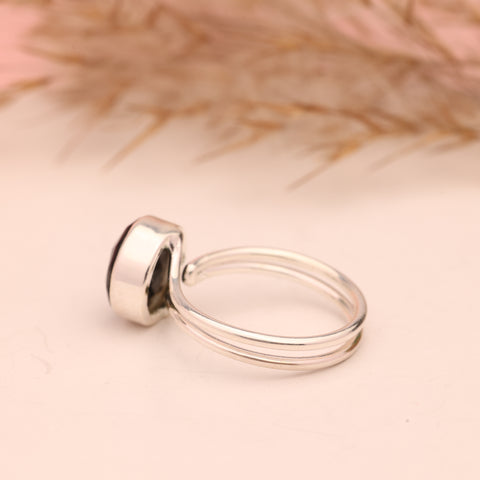 faceted black stone ring