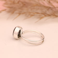 faceted black stone ring