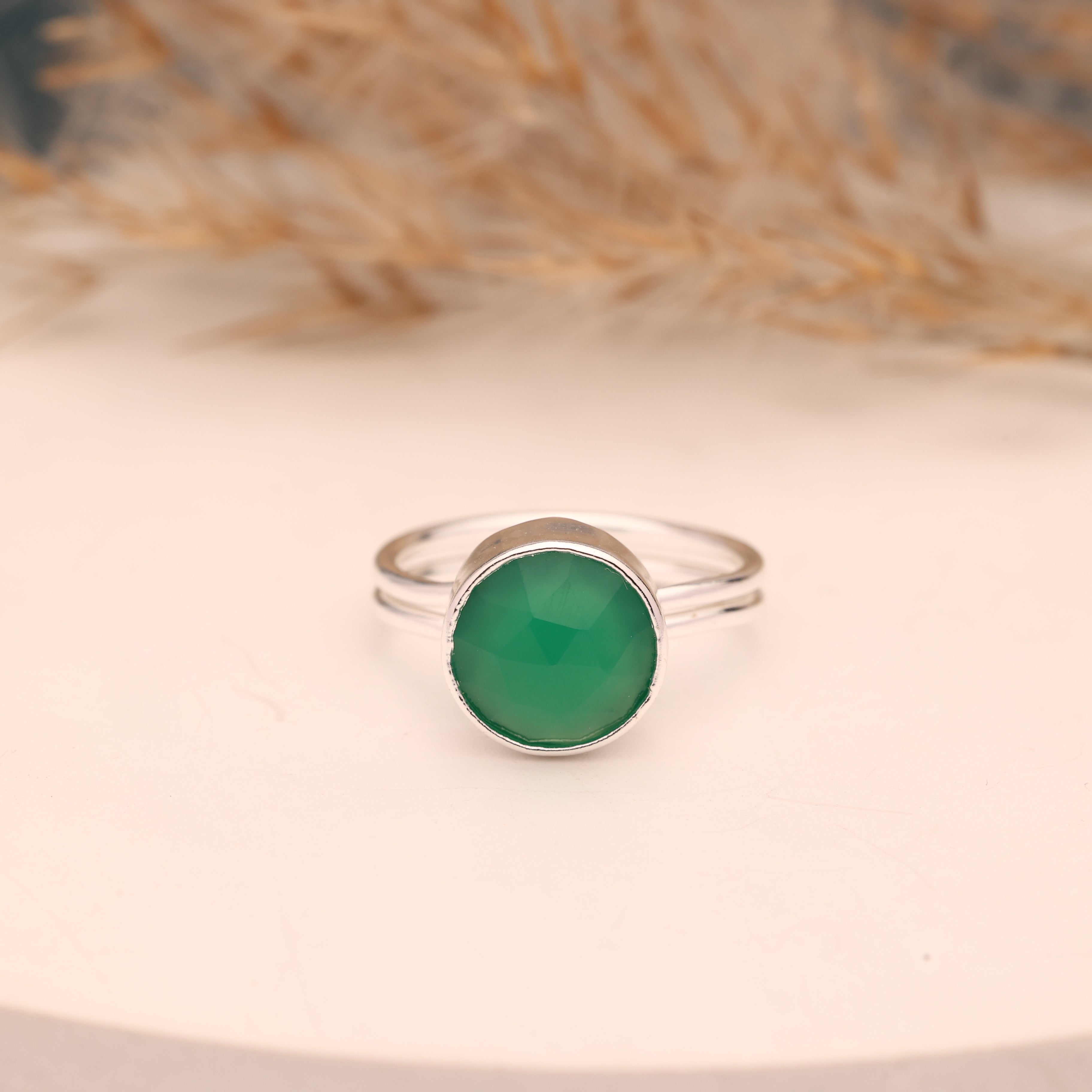 Multi Chalcedony Ring – Adjustable 925 Sterling Silver Gemstone Ring Meena Design