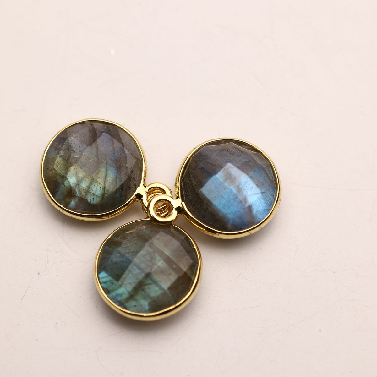 Labradorite Faceted Gemstone Silver 92.5 Pendant & Connectors – 7 mm Round, Natural Semi-Precious Stone, Customizable Bails, Nickel & Lead-Free My Store