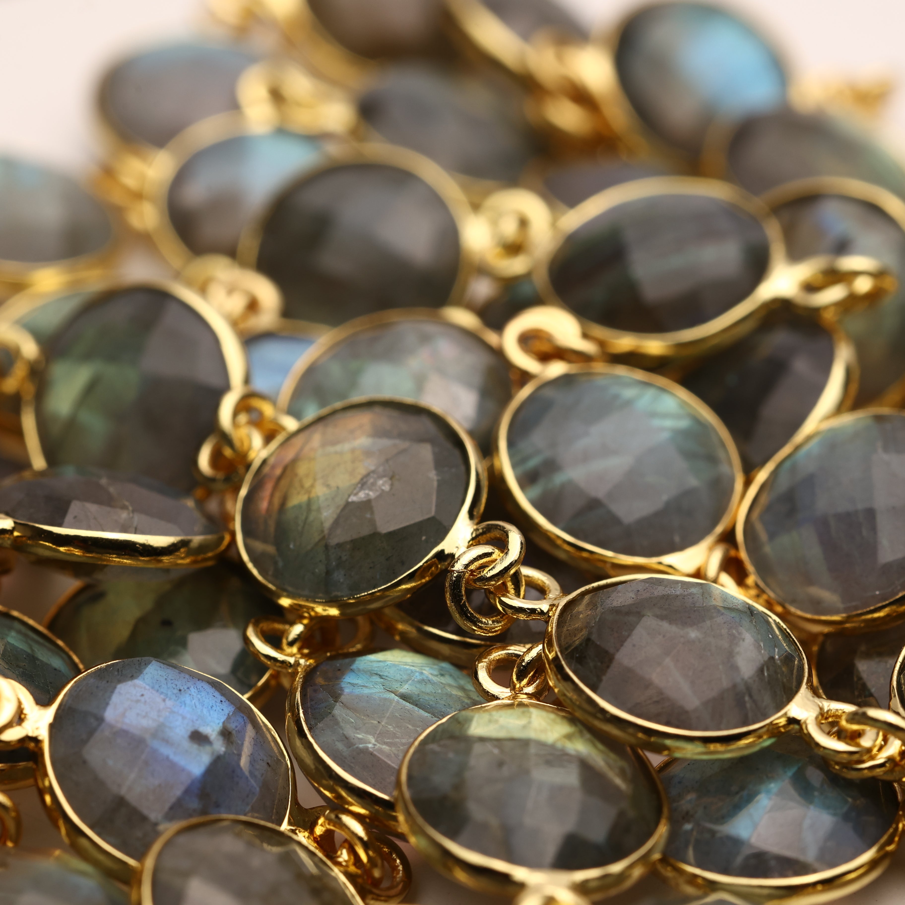 Labradorite Bezel Chain – 10 mm Natural Gemstone Chain For Jewelry Making, Custom Metal & Plating Options My Store