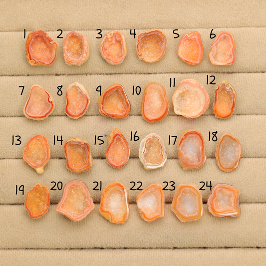 Orange Agate Druzy Geode Slices – Perfect for Ring Making