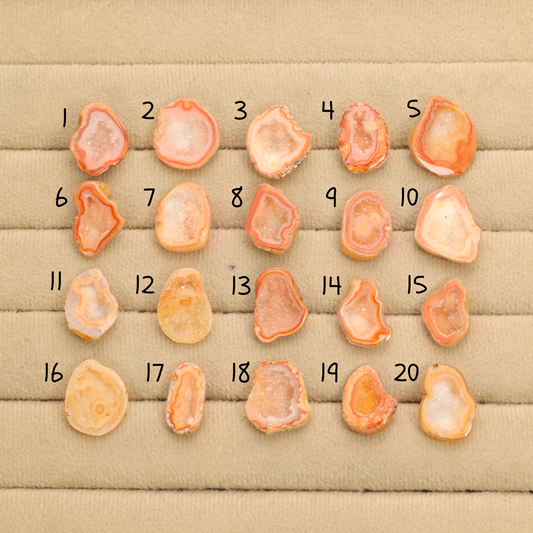 Orange Agate Druzy Geode Slices – Perfect for Ring Making