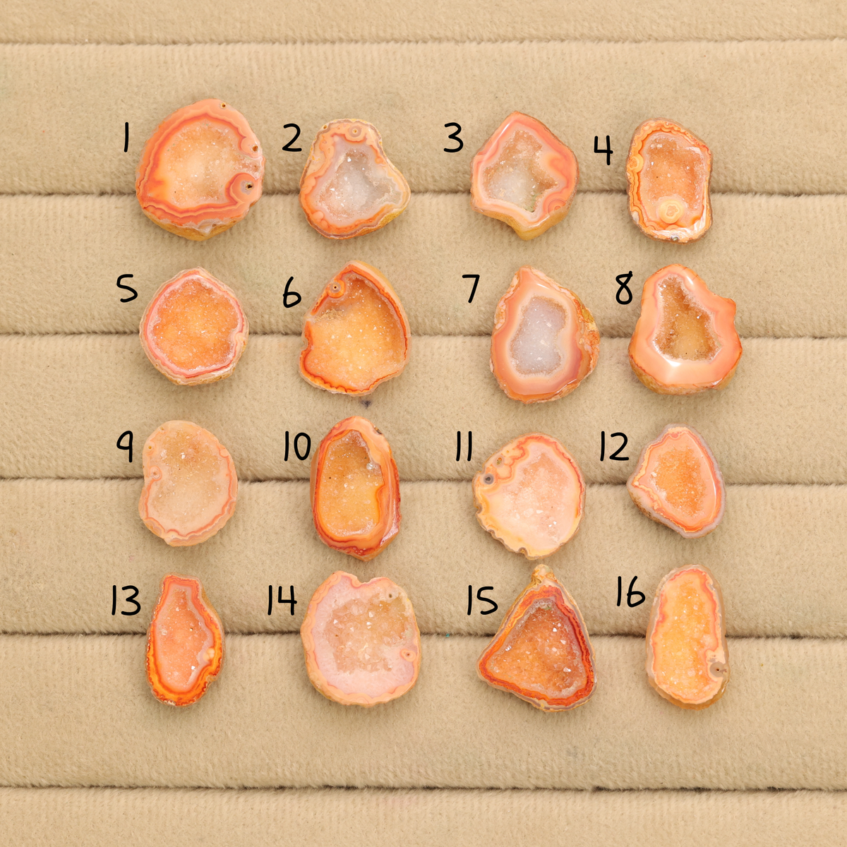 Orange Agate Druzy Geode Slices – Perfect for Ring Making