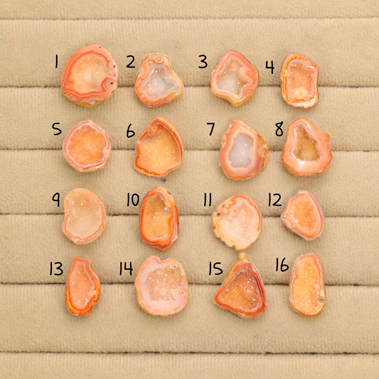 Orange Agate Druzy Geode Slices – Perfect for Ring Making
