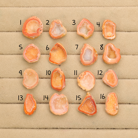 Orange Agate Druzy Geode Slices – Perfect for Ring Making