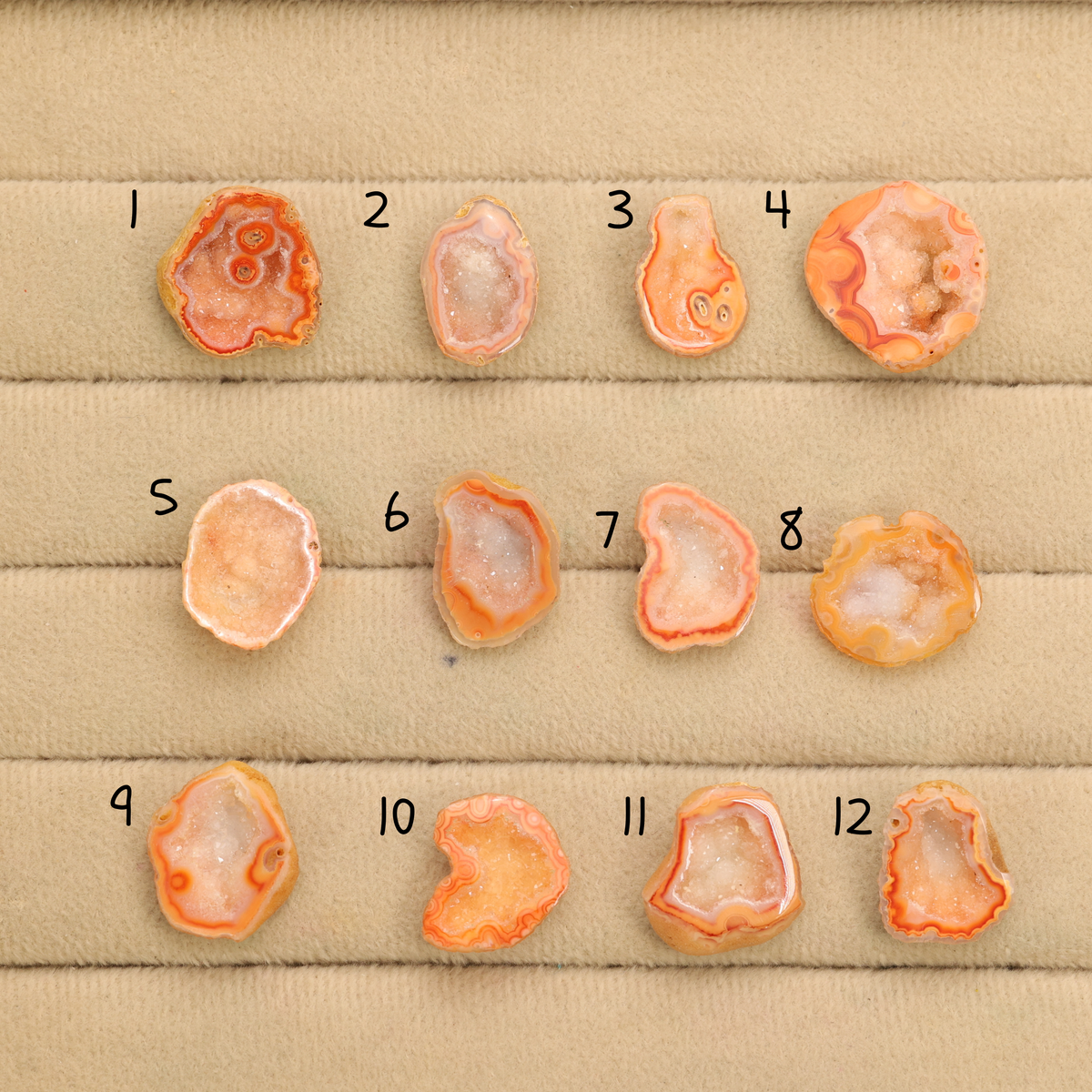 Orange Agate Druzy Geode Slices – Perfect for Ring Making