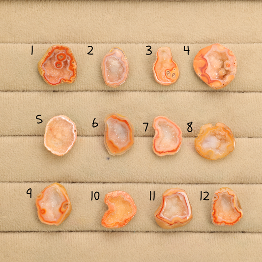 Orange Agate Druzy Geode Slices – Perfect for Ring Making