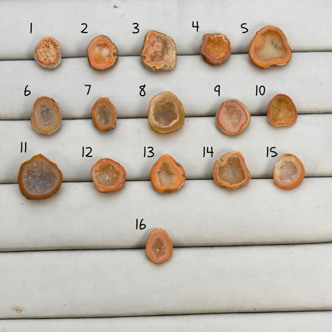 Orange Agate Druzy Geode Slices – Perfect for Ring Making Meena Design