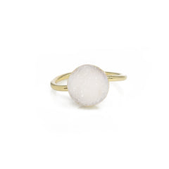 Natural Druzy Agate 10 mm Ring, Micron Gold Plated on Brass
