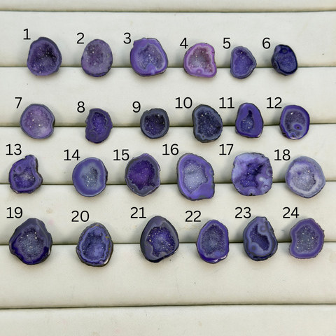Natural Purple Geode Druzy Cabochon – Agate Geode for Ring Making Meena Design