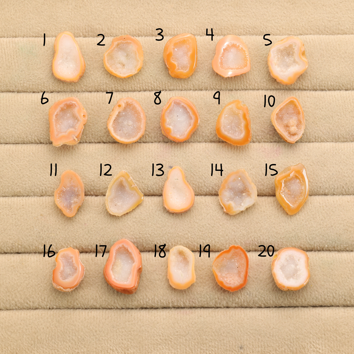 Orange Agate Druzy Geode Slices – Perfect for Ring Making