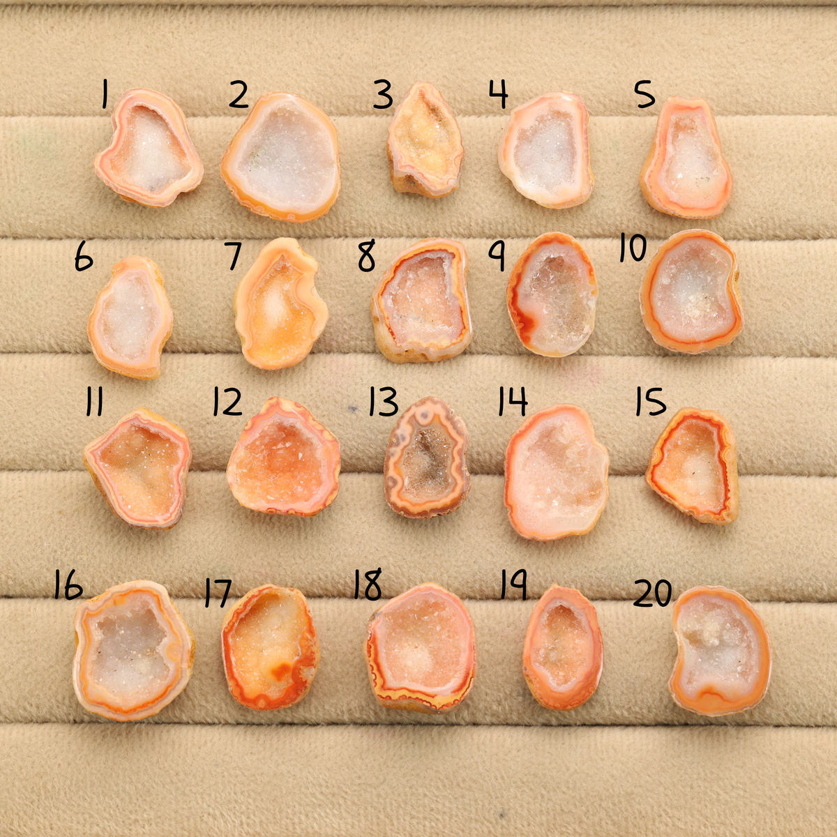 Orange Agate Druzy Geode Slices – Perfect for Ring Making