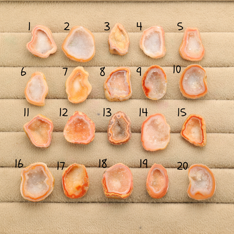 Orange Agate Druzy Geode Slices – Perfect for Ring Making