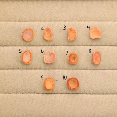 Orange Agate Druzy Geode Slices – Perfect for Ring Making