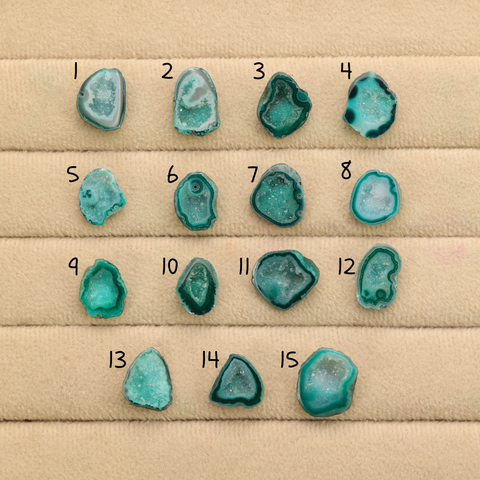 Green Agate Druzy Geode Slices – Perfect for Ring Making
