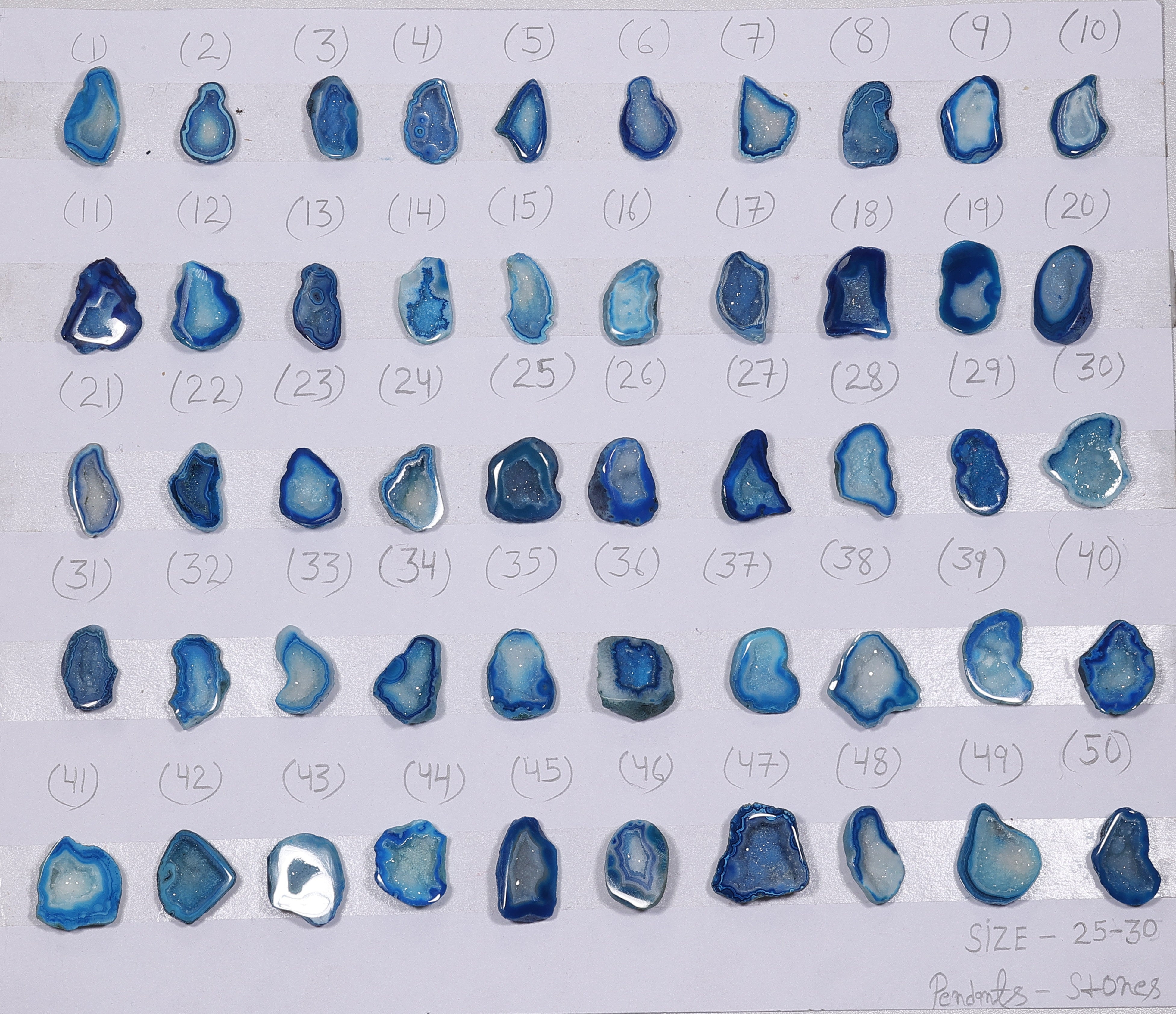 Geode Stones ( Pendant ) by Selection 25 - 30 mm Aqua For Making Jewelry My Store