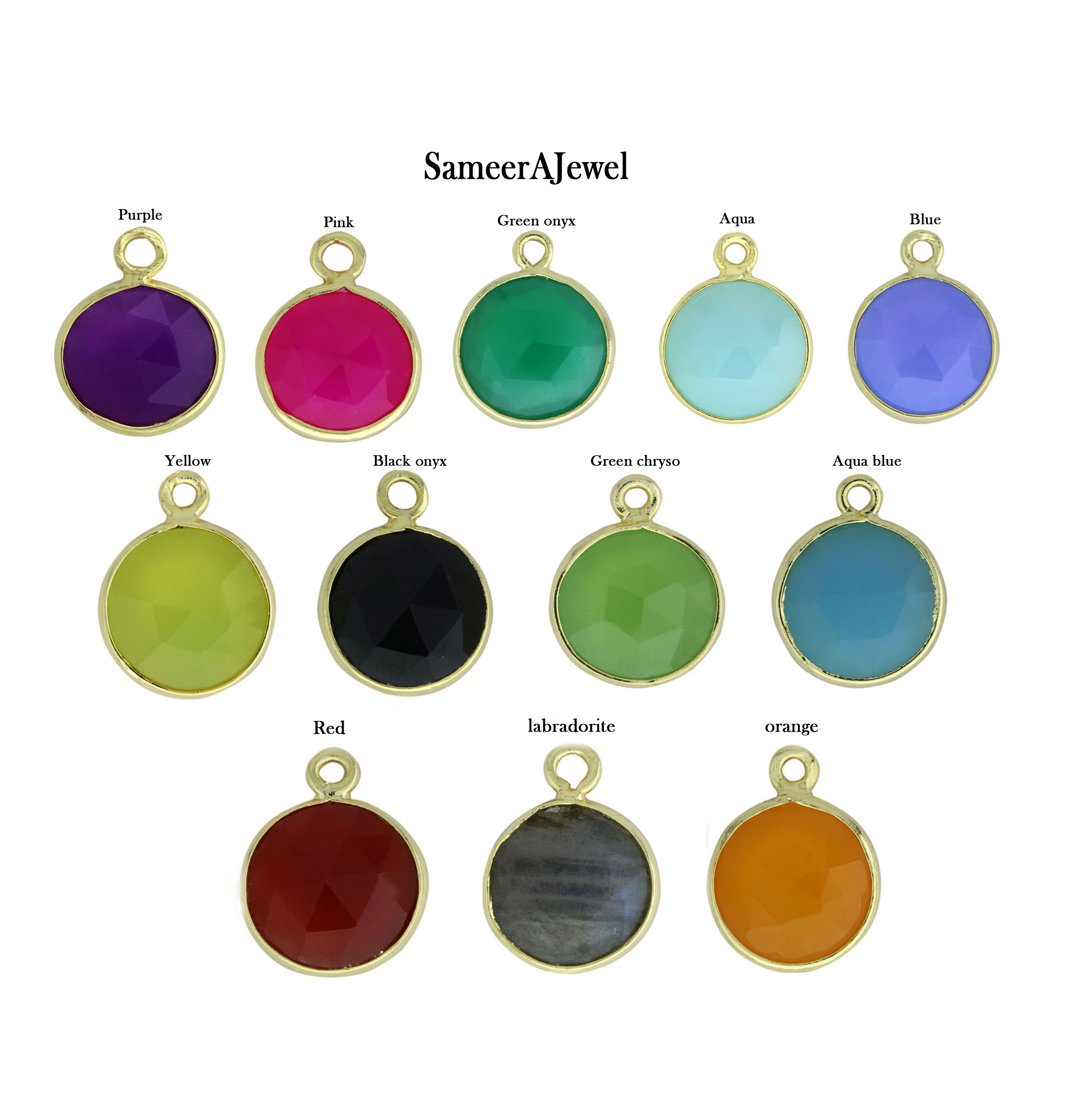 Connectors Chalcedony Facted Briolette Gemstone Round Half Bezel 10 mm My Store