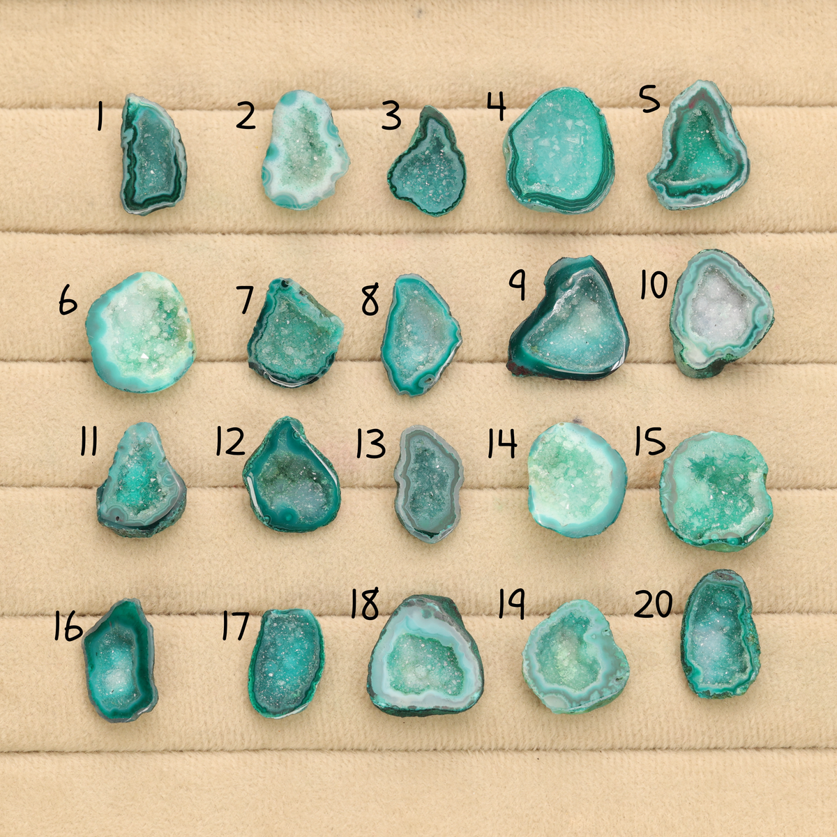 Green Agate Druzy Geode Slices – Perfect for Ring Making