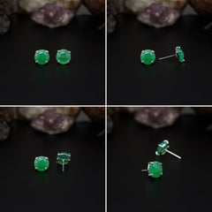 Elegant Rose Quartz stud earrings featuring round rose-cut gemstones in a bezel setting. AAA quality, minimalist design perfect for women. My Store