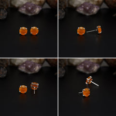 Elegant Rose Quartz stud earrings featuring round rose-cut gemstones in a bezel setting. AAA quality, minimalist design perfect for women. My Store