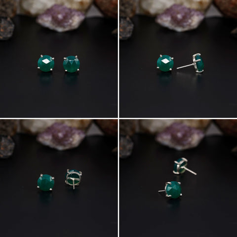 Elegant Rose Quartz stud earrings featuring round rose-cut gemstones in a bezel setting. AAA quality, minimalist design perfect for women. My Store