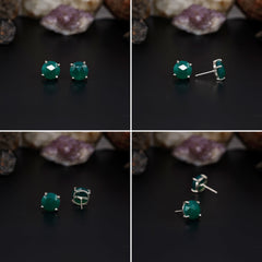 Elegant Rose Quartz stud earrings featuring round rose-cut gemstones in a bezel setting. AAA quality, minimalist design perfect for women. My Store