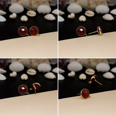 12mm Round Rose-Cut Gemstone Stud Earrings – Bezel Setting | AAA Quality My Store