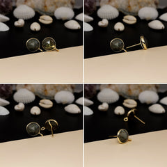12mm Round Rose-Cut Gemstone Stud Earrings – Bezel Setting | AAA Quality My Store