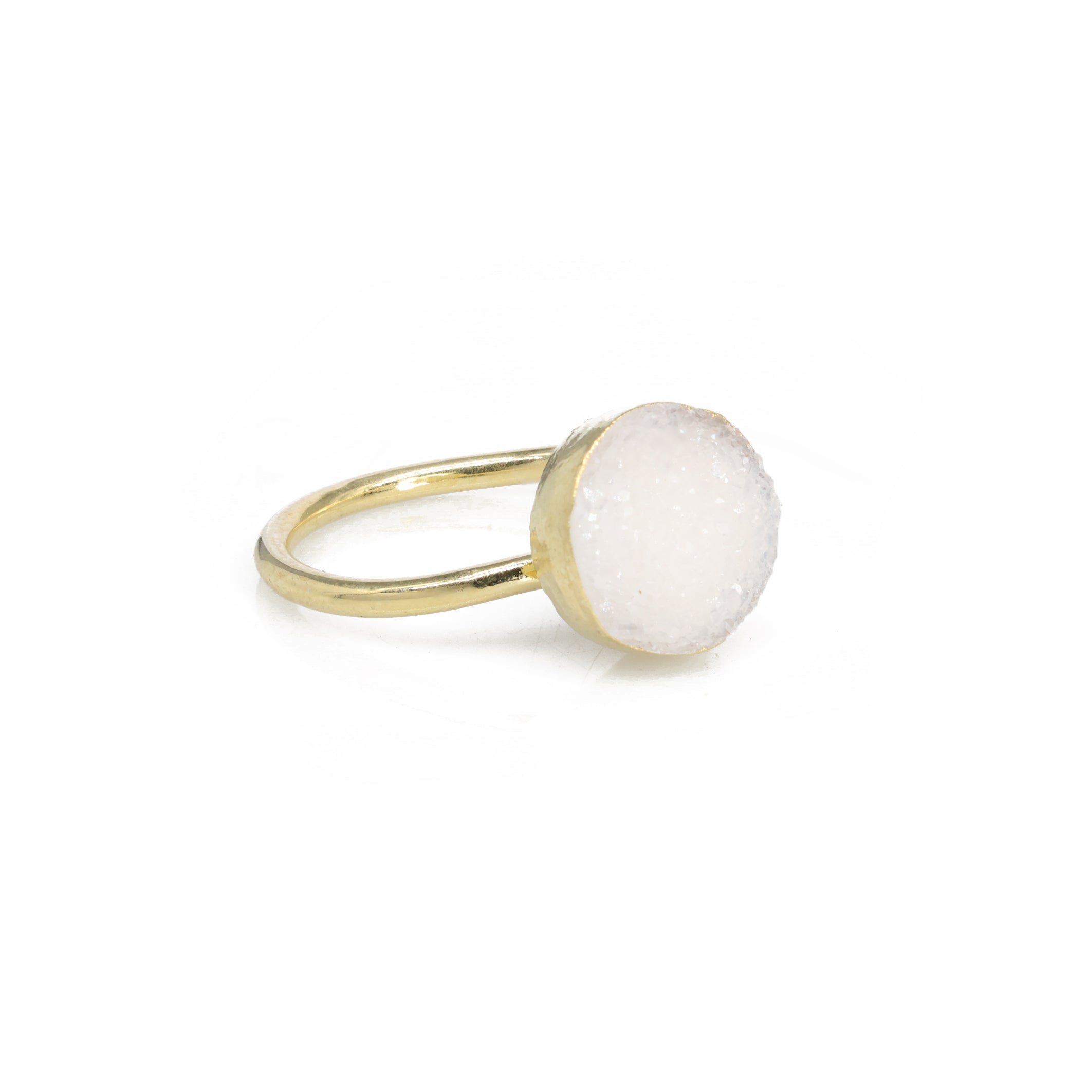Handmade Micron Gold Ring with 10 mm Agate Druzy Stone